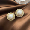 Wholesale Alloy Geometric Earrings With Diamond And Pearl Retro Light Luxury Electroplated For Women