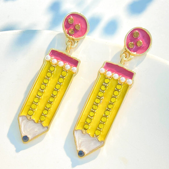 Wholesale Alloy Geometric Electroplated Fashion Drop Oil Pencil Earrings For Women