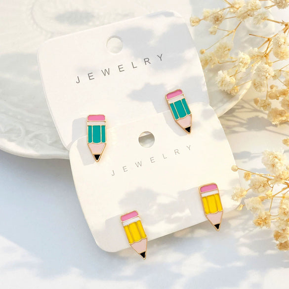 Wholesale Alloy Geometric Electroplated Fashion Drop Oil Pencil Earrings For Women