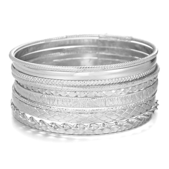 Wholesale Alloy Geometric Electroplated Multilayer Stacked Unisex And Women's Bracelet 6Piece Set