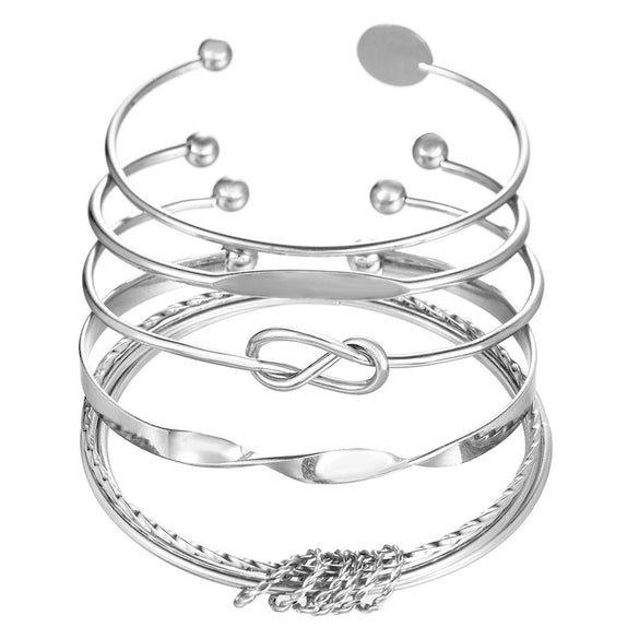 Wholesale Alloy Geometric Electroplated Multilayer Stacked Unisex And Women's Bracelet 6Piece Set