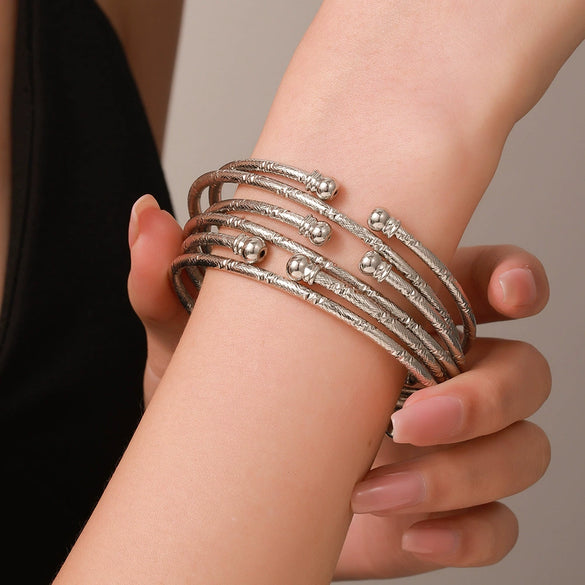 Wholesale Alloy Geometric Electroplated Multilayer Stacked Unisex And Women's Bracelet 6Piece Set