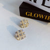 Wholesale Alloy Geometric Electroplated S925 Silver Square Earrings With Rhinestone And Pearl For Women