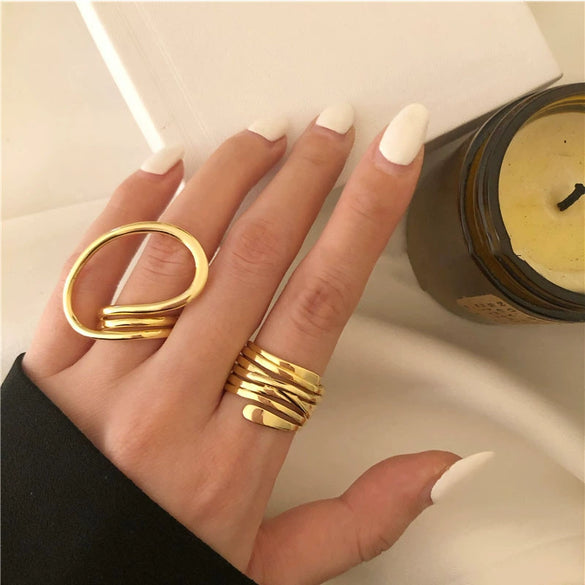 Wholesale Alloy Geometric Exaggerated Electroplated Ring For Unisex