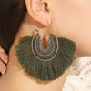 Wholesale Alloy Geometric Fan Shaped Tassel Earrings With Electroplating Retro Bohemian Style Fashion Jewelry