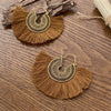 Wholesale Alloy Geometric Fan Shaped Tassel Earrings With Electroplating Retro Bohemian Style Fashion Jewelry