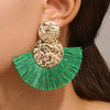 Wholesale Alloy Geometric Fan Shaped Tassel Earrings With Electroplating Retro Bohemian Style Fashion Jewelry