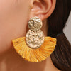 Wholesale Alloy Geometric Fan Shaped Tassel Earrings With Electroplating Retro Bohemian Style Fashion Jewelry