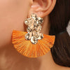 Wholesale Alloy Geometric Fan Shaped Tassel Earrings With Electroplating Retro Bohemian Style Fashion Jewelry