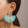 Wholesale Alloy Geometric Fan Shaped Tassel Earrings With Electroplating Retro Bohemian Style Fashion Jewelry