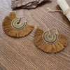 Wholesale Alloy Geometric Fan Shaped Tassel Earrings With Electroplating Retro Bohemian Style Fashion Jewelry