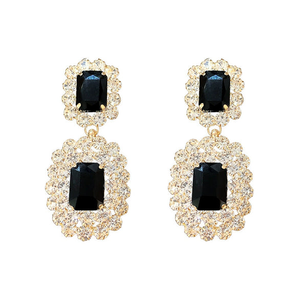 Wholesale Alloy Geometric Full Diamond Exaggerated Heavy Industry Retro Cold Style Light Luxury Earrings For Women