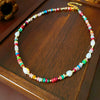 Wholesale Alloy Geometric Handmade Versatile Clavicle Chain Beaded Pearl Necklace