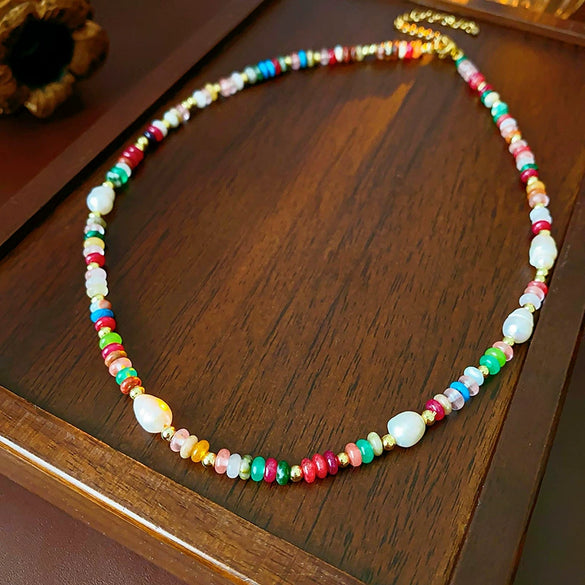 Wholesale Alloy Geometric Handmade Versatile Clavicle Chain Beaded Pearl Necklace