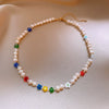 Wholesale Alloy Geometric Handmade Versatile Clavicle Chain Beaded Pearl Necklace