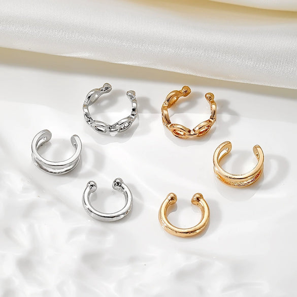 Wholesale Alloy Geometric Hollow Chain Ushaped Ear Clip For Women Electroplated Simple Cold Style Earrings