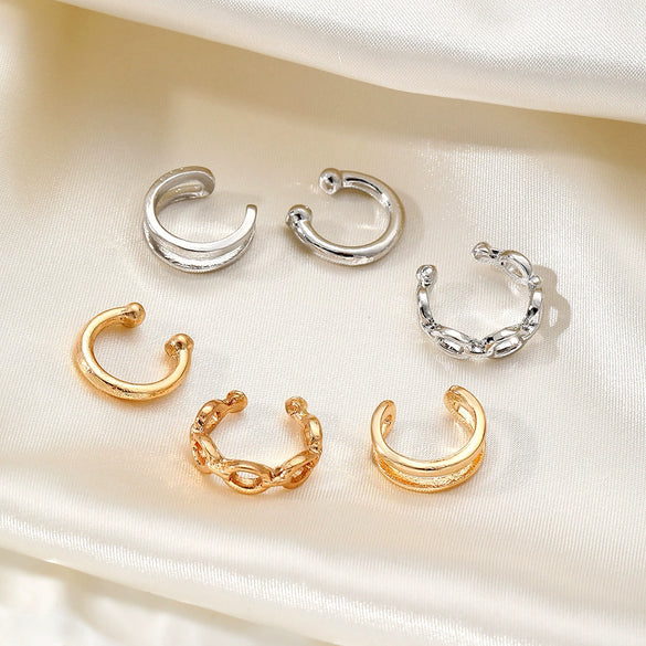 Wholesale Alloy Geometric Hollow Chain Ushaped Ear Clip For Women Electroplated Simple Cold Style Earrings