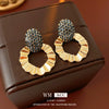 Wholesale Alloy Geometric Hoop Earrings Set With Diamonds For Women Simple Exaggerated Highend Niche Design Fashionable And Elegant