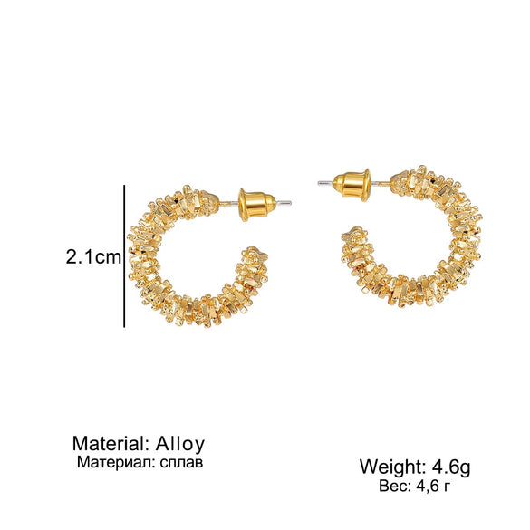Wholesale Alloy Geometric Irregular Broken Cshaped Women's Earrings Electroplated Simple Light Luxury Style