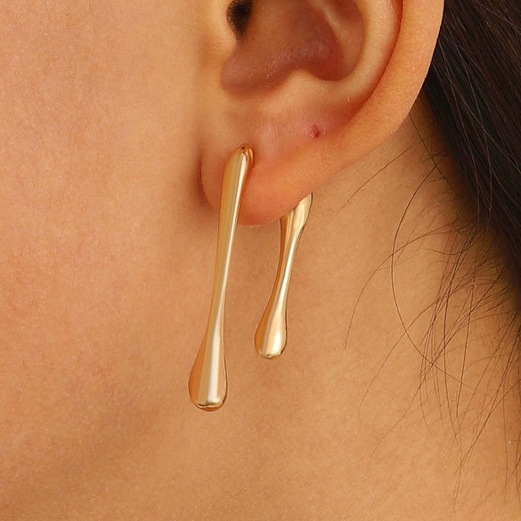 Wholesale Alloy Geometric Irregular Line Water Drop Earrings For Women With Electroplating