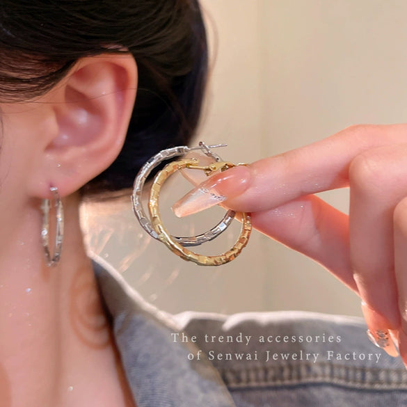 Wholesale Alloy Geometric Large Circle Earrings For Women Electroplated Light Luxury Niche Design