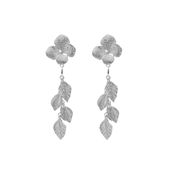 Wholesale Alloy Geometric Leaf Petals Pleated Tassel Earrings For Women Light Luxury Style Electroplated