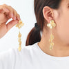 Wholesale Alloy Geometric Leaf Petals Pleated Tassel Earrings For Women Light Luxury Style Electroplated