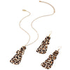 Wholesale Alloy Geometric Leopard Print Round Pendant Necklace And Earring Set Electroplated Women's Jewelry