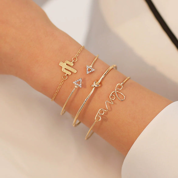 Wholesale Alloy Geometric Letter Love Knot Bracelet Set