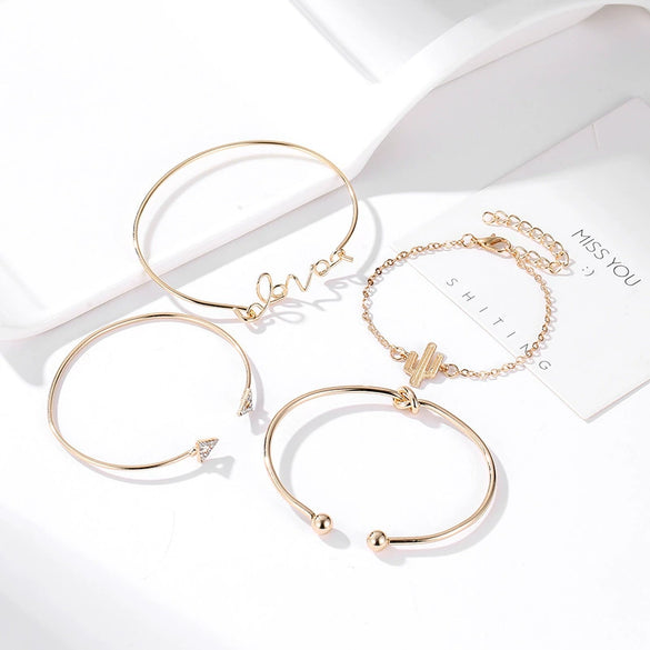 Wholesale Alloy Geometric Letter Love Knot Bracelet Set
