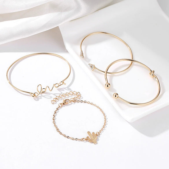 Wholesale Alloy Geometric Letter Love Knot Bracelet Set