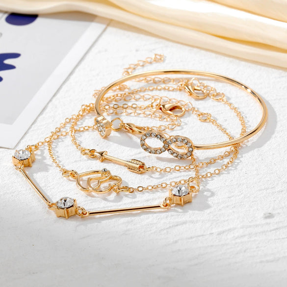 Wholesale Alloy Geometric Love Diamond Bracelet