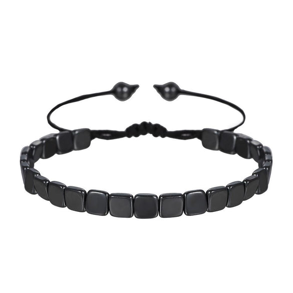 Wholesale Alloy Geometric Love Flat And Round Beads Hand Woven Adjustable Unisex Bracelet