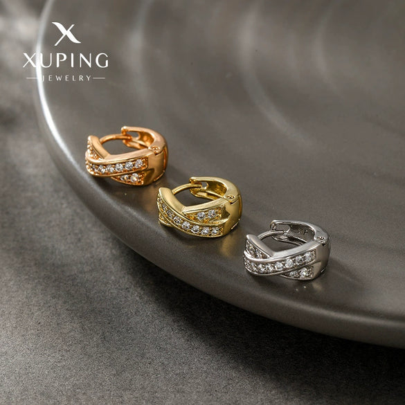 Wholesale Alloy Geometric Micro Inlaid Zircon Round Ear Buckle Electroplated Women's Earrings Jewelry