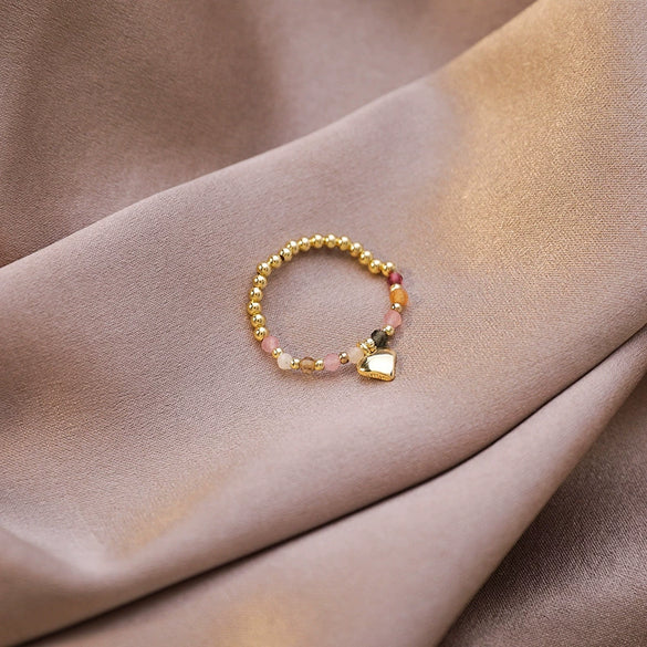 Wholesale Alloy Geometric Natural Style Stacked Joint Stretch Beaded Pearl Ring For Women