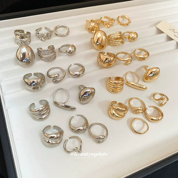 Wholesale Alloy Geometric Open Ring For Women Light Luxury Electroplated
