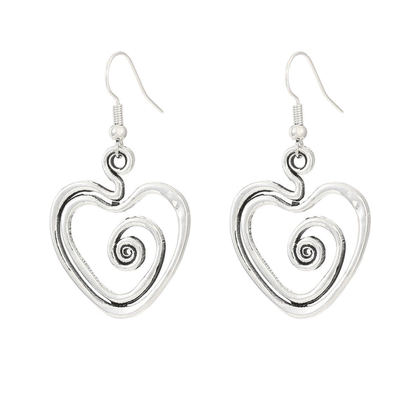 Wholesale Alloy Geometric Oval Spiral Hollow Pendant Earrings For Women Electroplated Retro Bohemian Style