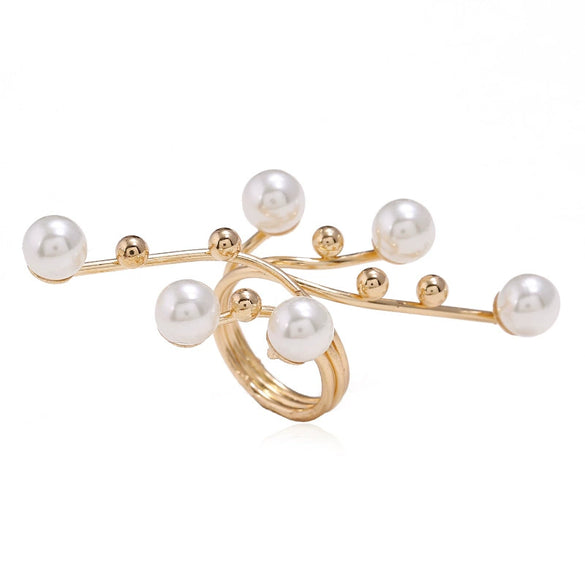 Wholesale Alloy Geometric Pearl Ring For Women With Environmental Protection Treatment