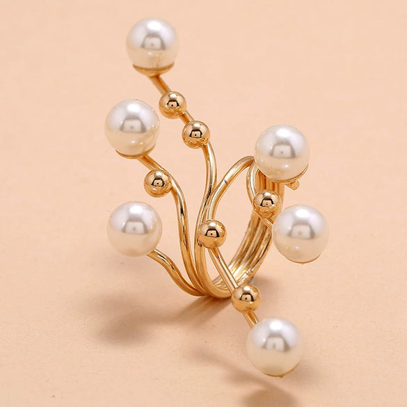 Wholesale Alloy Geometric Pearl Ring For Women With Environmental Protection Treatment