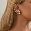 Wholesale Alloy Geometric Pleated Ear Contour Earrings For Women With Futuristic Style And Electroplating Treatment
