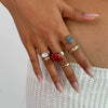 Wholesale Alloy Geometric Pleated Imitation Gemstone Rhinestone Ring Set For Women With Electroplating Design