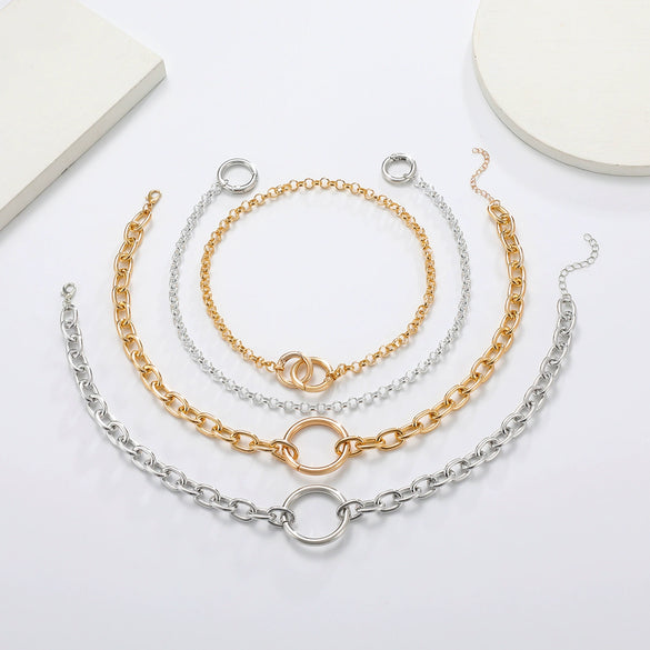 Wholesale Alloy Geometric Punk Metal Necklace Choker Clavicle Chain With Electroplating