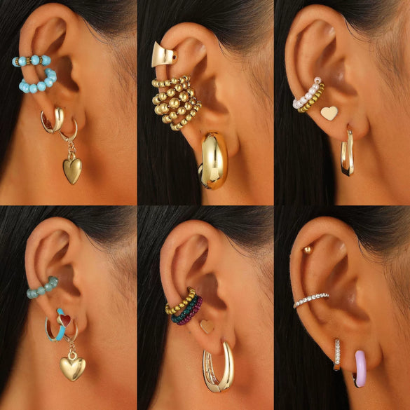 Wholesale Alloy Geometric Punk Style Electroplated Ear Clip Earrings For Women