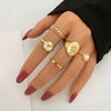 Wholesale Alloy Geometric Relief Portrait Retro Diamond Ring Unisex