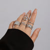 Wholesale Alloy Geometric Retro Electroplated Women's Ring Set With Irregular Smooth Opening Texture