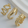 Wholesale Alloy Geometric Retro Electroplated Women's Ring Set With Irregular Smooth Opening Texture