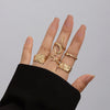 Wholesale Alloy Geometric Retro Electroplated Women's Ring Set With Irregular Smooth Opening Texture