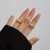 Wholesale Alloy Geometric Retro Electroplated Women's Ring Set With Irregular Smooth Opening Texture