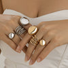 Wholesale Alloy Geometric Retro Electroplated Women's Ring Set With Irregular Smooth Opening Texture