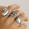Wholesale Alloy Geometric Retro Electroplated Women's Ring Set With Irregular Smooth Opening Texture